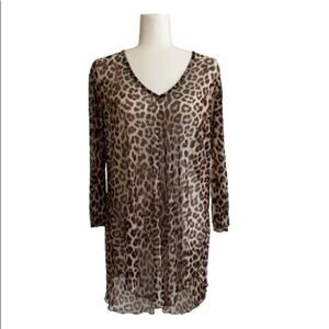 Jordan Taylor Swimsuit Coverup Sheer Brown Tan Leopard Print Coverup Small NEW